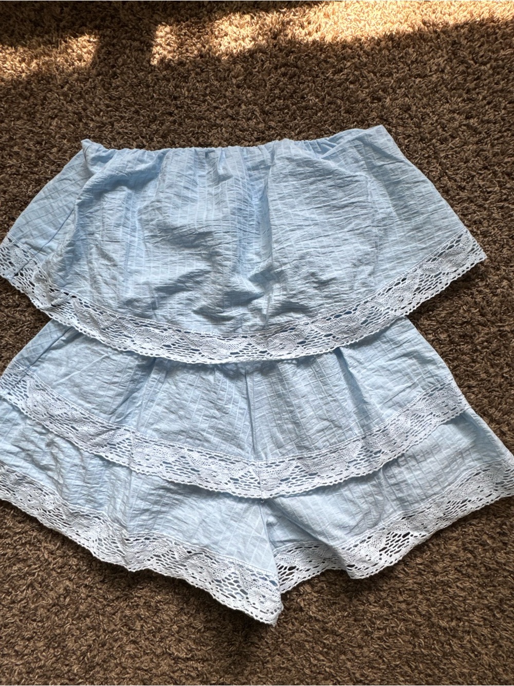 Pull on Lace Trim Tube Romper